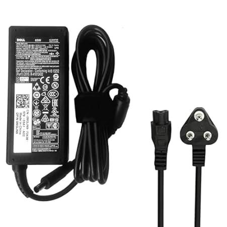 ABRALE Dell Genuine Original Laptop Adapter Charger 65W 19.5V 3.34A (New Pin 4.5 * 3.0Mm) Mgjn9 for Inspiron 11 3147, 3148, 3152, I3152, 3153, 3157, 3158, 316 (with 3 Pin Power Cable), Black